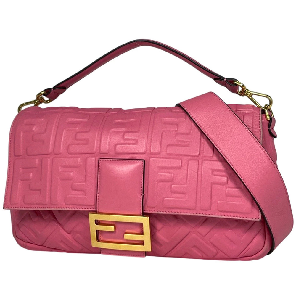 Fendi shoulder bag handbag Zucca leather pink